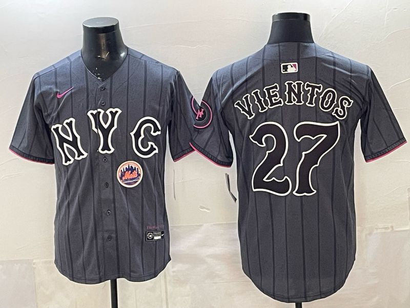 Men New York Mets #27 Vientos Black City Edition Game 2026 Nike MLB Jersey style 05